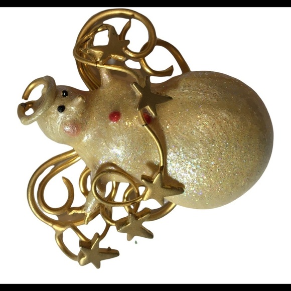 Vintage Christmas Snowman Angel with Halo pearl white and gold color - Picture 5 of 8